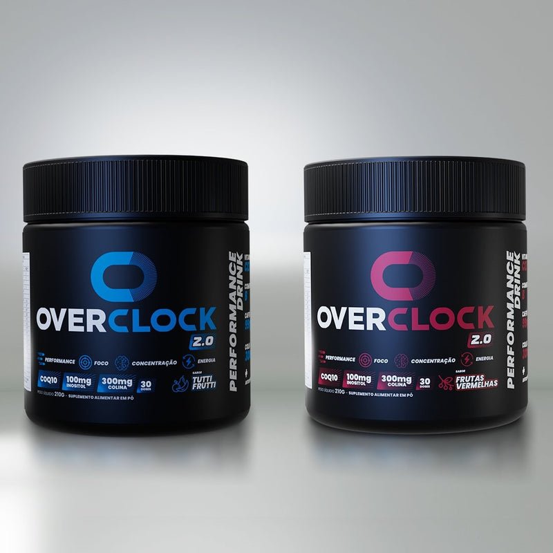 Kit Duplo Overclock 2.0 Foco Energia Performance 420g - 50% OFF no segundo pote