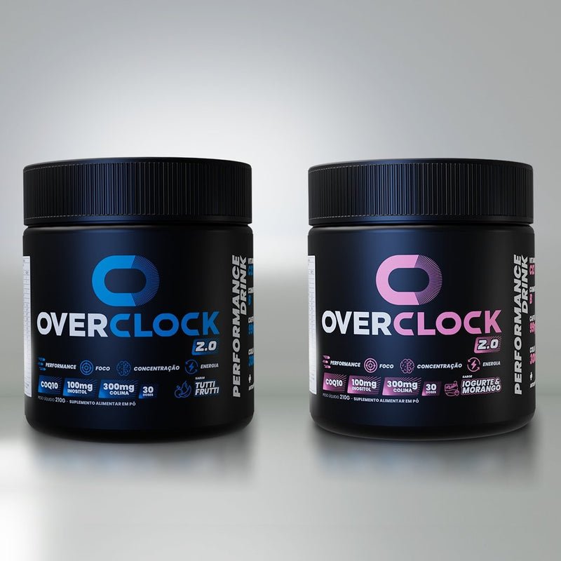 Kit Duplo Overclock 2.0 Foco Energia Performance 420g - 50% OFF no segundo pote