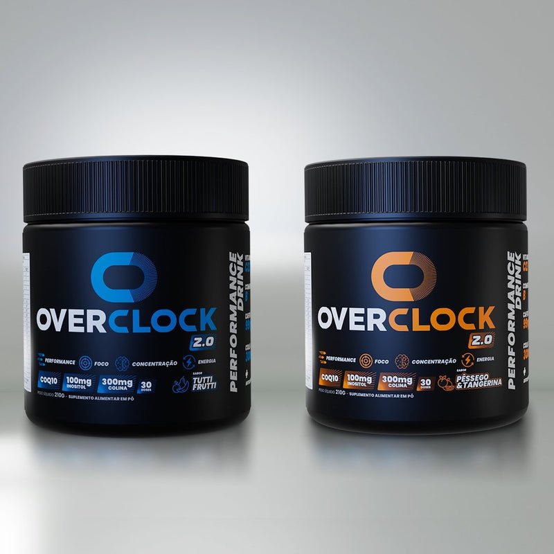 Kit Duplo Overclock 2.0 Foco Energia Performance 420g - 50% OFF no segundo pote