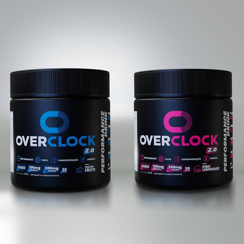 Kit Duplo Overclock 2.0 Foco Energia Performance 420g - 50% OFF no segundo pote