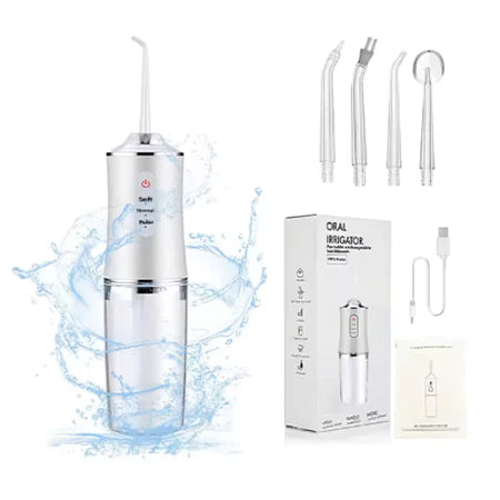Irrigador Dental Oral Recarregavél 220ml Higiene Limpeza Bucal Portátil Limpador de Dente